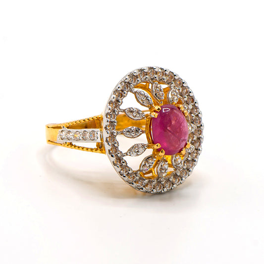 Ruby Sunburst Gold Ring